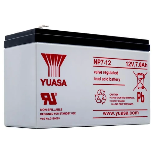 Yuasa NP7-12, 12V 7Ah, zárt, gondozásmentes prémium akkumulátor (VRLA)